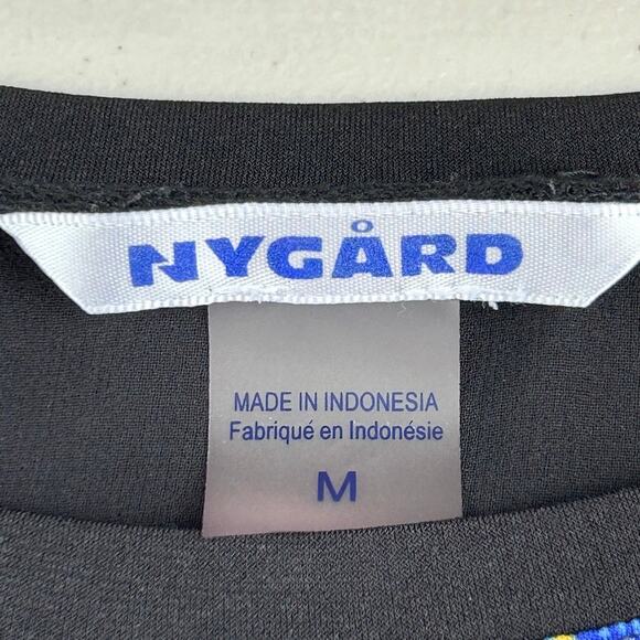 Nygard Black Jersey Knit Stretch Tunic Mixed Media Pull Over M Top Art to Wear - Picture 6 of 7